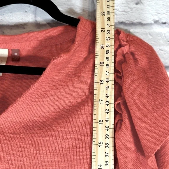 Pilcro Anthropologie Cozy Ruffle Popover Top Bright Red Size XS - Picture 9 of 9